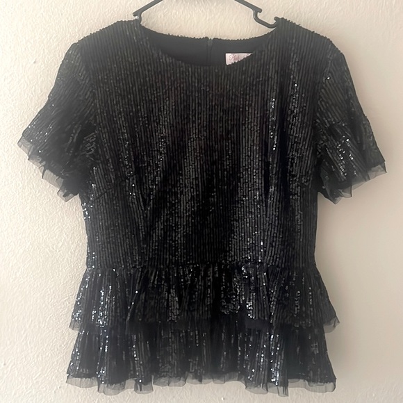 Pink Lily Tops - Pink Lily “See Me Sparkle” Black Top